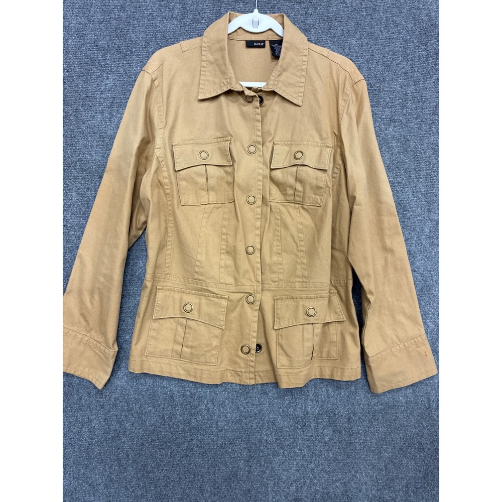 a.n.a A New Approach Womens 1X Tan Khaki Utility Field Jacket Button Pockets
